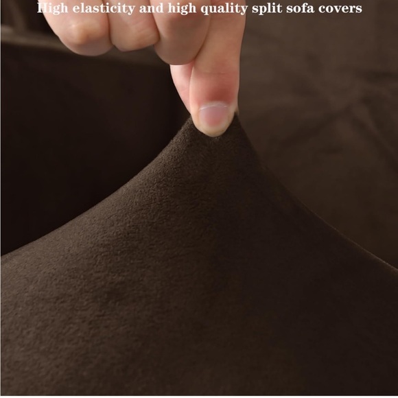 NEW Stretch Velvet Sofa covers- Chocolate Brown- 7 pieces - Picture 6 of 6